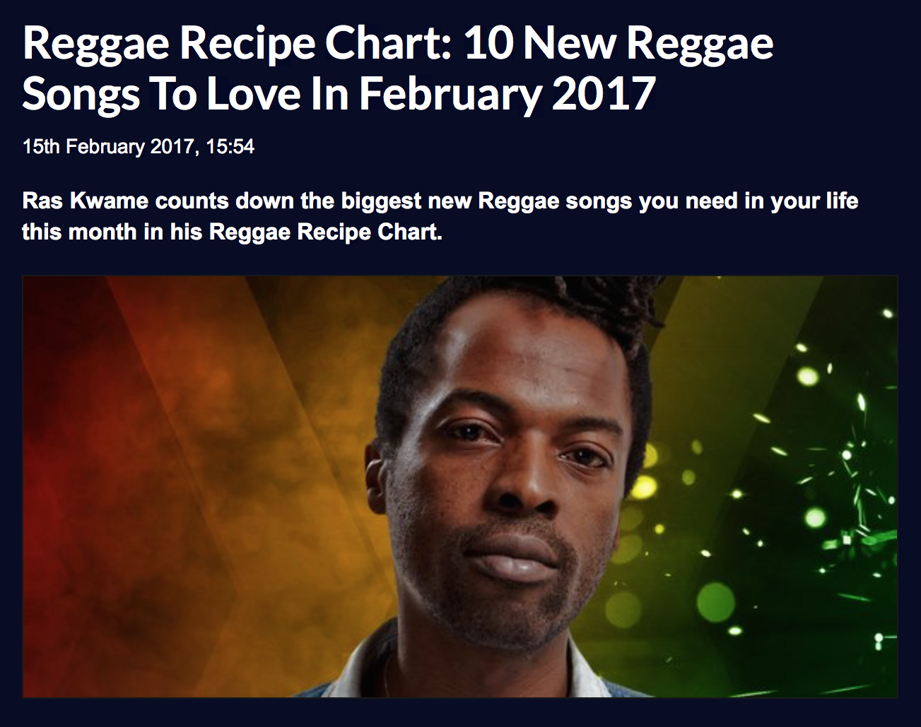 Ras Kwame’s Reggae Recipe Chart February 2017